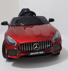 Mercedes GT AMG Licencirani auto na akumulator sa kožnim sedištem i mekim gumama - Crveni - Img 5
