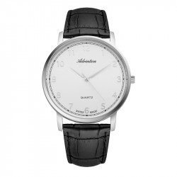 Muški adriatica vintage srebrni elegantni ručni sat sa crnim kožnim kaišem ( a1287.5223q ) - Img 1