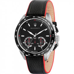 Muški maserati traguardo crni srebrni hronograf sportski ručni sat sa crno crvenim kožnim kaišem ( r8871612028 ) - Img 1