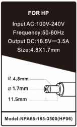 NPA65-185-3500 (HP06) ** Gembird punjac za laptop 65W-18.5V-3.5A, 4.8x1.7mm yellow (692) - Img 1