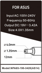 NPA65-190-3420 (AS14) ** Gembird punjac za laptop 65W-19V-3.42A, 4.0x1.35mm black (715) - Img 2
