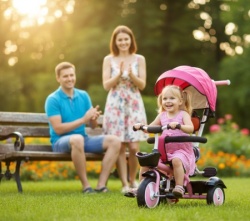Playtime tricikl za decu sa tendom i ručicom za guranje 449 roze