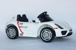 Porsche Auto za decu na akumulator sa mekim gumama i kožnim sedištem - Beli ( A1038-1 ) - Img 1