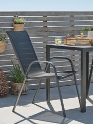 Proizvod sa nedostatkom - OUTLET - 2 - Baštenska stolica Lark čelik/tekstil crna ( 3786940 )