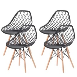 Skandi 25-KS009SET Set trpezarijskih plastičnih stolica 4 kom crna