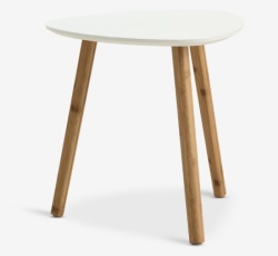 Stočić 40x40 bela/bambus