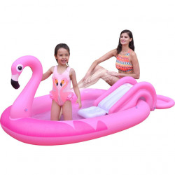 SunClub Flamingo bazen na naduvavanje sa toboganom i prskalicom 210x125x78cm - Img 8