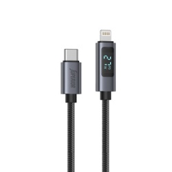 Superior Usb data kabal su-k107 pleteni 3a 27w type-c na lightning sa led ekranom 1m crni ( U2137 )