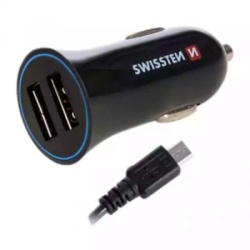 Swissten auto punjač 2,4A 2X USB + kabl Lightning 1,2m crna ( 80054 )-1