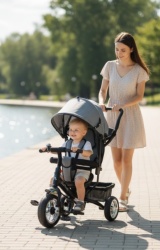 Tricikl Guralica Playtime 411 Simple sa tendom od lanenog platna - Sivi