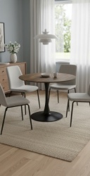 Trpezarijski sto Axis Hrast keramicka ploca/Metalne crne noge fi 900x750 mm