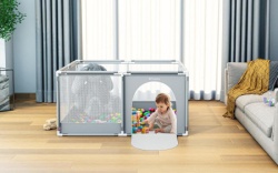 Tulano Cozy 20 Ogradica za decu  130 cm – sa podlogom, metalna konstrukcija, sivo-bela ( 30006 )-4
