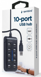 UHB-U2P10P-01 Gembird 10-port USB 2.0 HUB, black A - Img 2