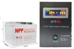 UPS-PSW-800VA + NPP NPG12V-38Ah * GMB LONG cist sinusni pretvarac 12V/500W sa 12V/38Ah GEL baterijom - Img 1