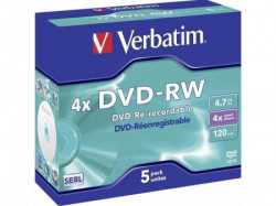 Verbatim DVD-RW 4.7GB 4X 5 PACK jewel case 120MIN ( 55W/Z )