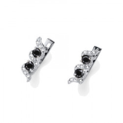 Ženske oliver weber paso 925ag crystal black srebrne mindjuše sa swarovski crnim,belim kristalom ( 62088.bla ) - Img 2