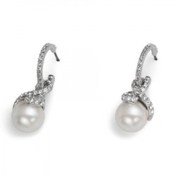 Ženske oliver weber pearl hoop rhodiumcrystal mindjuše sa belim swarowski perlama ( 22204 ) - Img 1