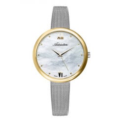Ženski adriatica milano beli srebrni zlatni modni ručni sat sa srebrnim pancir kaišem ( a3632.218fq ) - Img 4