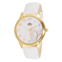 Ženski elite butterfly zlatni modni ručni sat sa belim kožnim kaišem ( e52982s/001 ) - Img 4