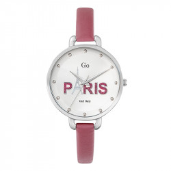 Ženski girl only paris roze modni ručni sat sa rozim kožnim kaišem ( 698802 ) - Img 1