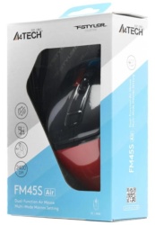 A4Tech A4-FM45S AIR Fstyler opticki mis 125-1000Hz/1000-2400Dpi, 108mm, Silent, 7-but, USB, Red/blk