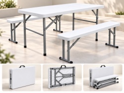 Alberg - Set sto i dve klupe na sklapanje sa metalnom konstrukcijom ( AL-SET100 )