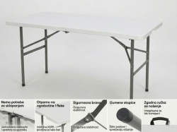 Alberg Sklopivi sto 122x61x74 cm sa metalnom konstrukcijom ( AL-ST120 )