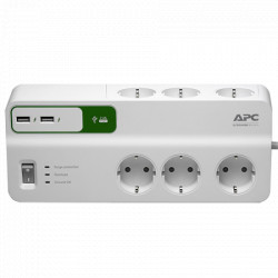 APC Performance SurgeArrest, 6 Schuko, 2x USB 2m ( PM6U-GR )  - Img 1