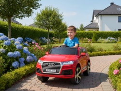 Audi Q7 Licencirani automobil sa kožnim sedištem i mekim gumama - Crveni