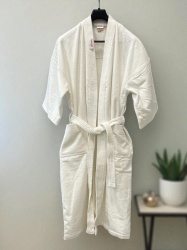 Bade mantil Pliš 4XL veličina Bela boja -Kimono Y-2 ( VLK000313-Y2 )