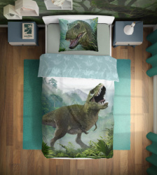 Baloo Posteljina za decu Dino T-Rex Zeleni 160x200+70x80cm ( 9663 ) - Img 2