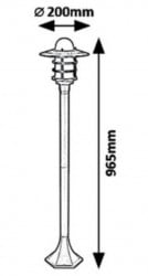 Bastenski fenjer Darington IP44, metal/staklo, E27 1x MAX 20W, 200x965mm - Img 3