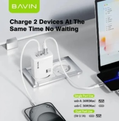 Bavin punjač 36W USB-A + USB-C bela ( 90031 )-2