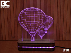 Black Cut 3D Lampa sa 8 različitih boja i daljinskim upravljačem - Cepelin ( B18 ) - Img 1