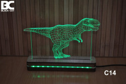 Black Cut 3D Lampa sa 9 različitih boja i daljinskim upravljačem - Tiranosaurus ( C14 )