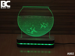 Black Cut 3D Lampa sa 9 različitih boja i daljinskim upravljačem - Akvarijum ( A002 )