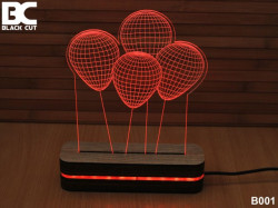 Black Cut 3D Lampa sa 9 različitih boja i daljinskim upravljačem - Baloni ( B001 ) - Img 1