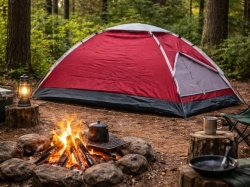 Camping jednokrevetni šator sa konstrukcijom - Tamno crveni ( KLK-115 )