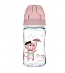 Canpol baby flasica 240ml siroki vrat, pp - bonjour paris 35/232 pink + gratis ( 2x35/232_pin ) - Img 1