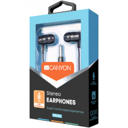 Canyon EP-3 stereo earphones with microphone, dark gray, cable length 1.2m, 21.5*12mm, 0.011kg ( CNE-CEP3DG ) - Img 2
