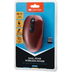 Canyon MW-9 2 in 1 wireless optical mouse with 6 buttons, DPI 800100012001500, 2 mode(BT 2.4GHz), Battery AA*1pcs, Red, silent switch for r - Img 1