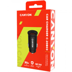 Canyon, PD 30WQC3.0 18W Pocket size car charger with 1-USB A+ 1-USB-C Input: DC12V-24V, Output: USBC: PD30W( 5V3A9V3A12V2.5A15V2A20V1.5A), - Img 2