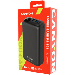 Canyon powerbank 30000mAh Li-poly battery, Input Micro: DC5V2A, 9V2A Input Type c PD :DC5V3A, 9V2A Output Type C PD:5V3A,9V2.2A,12V1.5AOutp - Img 2