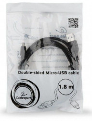 CC-USB2-AMmDM-6 Gembird USB 2.0 AM to Double-sided Micro-USB cable, black, 1,8m - Img 1