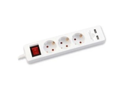 Commel uticnica 3-struka 3m sa sklopkom + usb a+c belo-siva ( c234-406 )