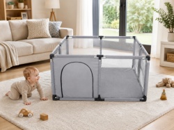 Delunaro dečija ogradica za igru sa mrežom 127x127x65 cm ( KLK2608-Light-grey )-3