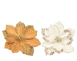 Dekordom dekoracija - poinsettia on clip 35cm 701541 - gold - kmg ( 045704 )