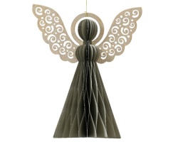 Dekordom novogodišnja dekoracija - hanging paper angel 15cm 709228 - grey - kmg ( 043382 )-1