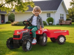 Dolu traktor na pedale sa prikolicom crveni ( 081469 )