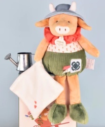 Doudou Plišana krava sa mazilicom 28cm ( DC4323 )-4